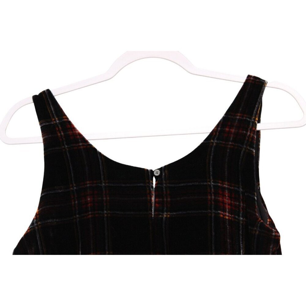 J Crew Sleeveless Blouse Size 2 Tank Top Plaid Velvet Dark Academia Preppy Lined - Picture 7 of 10